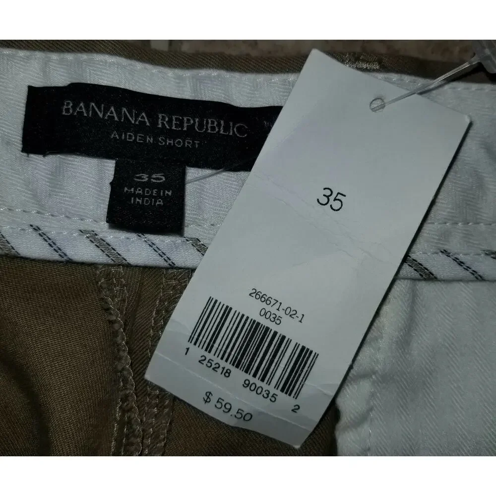 New Banana Republic men sz 35 Aiden Shorts brown cotton spandex 4666